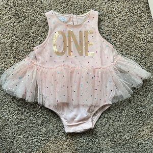 Baby girl ONE birthday onesie tutu